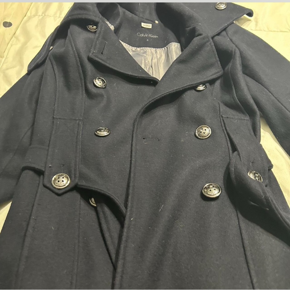 Calvin Klein Trench Coat in Cream and Tan